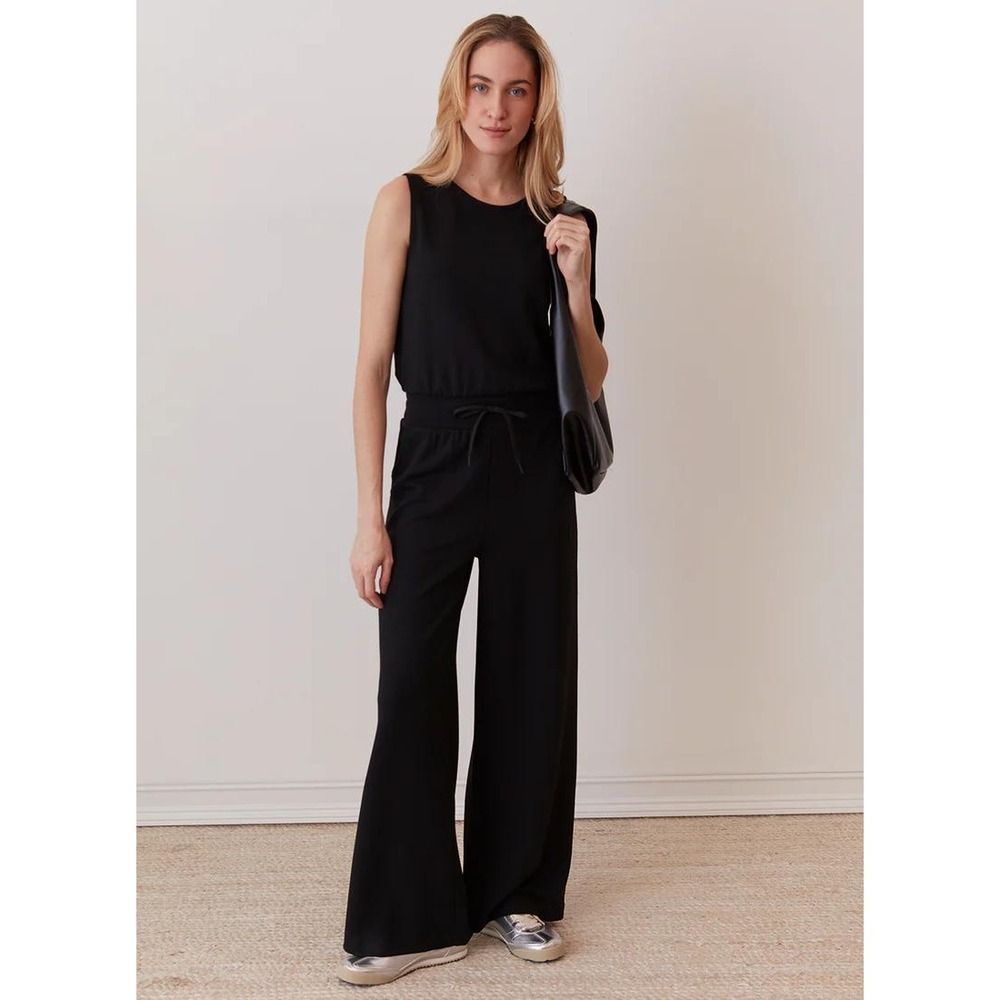 Grey State Black Sleeveless Wide Leg Jumpsuit Size Medium Preppy Sporty NWT‎
